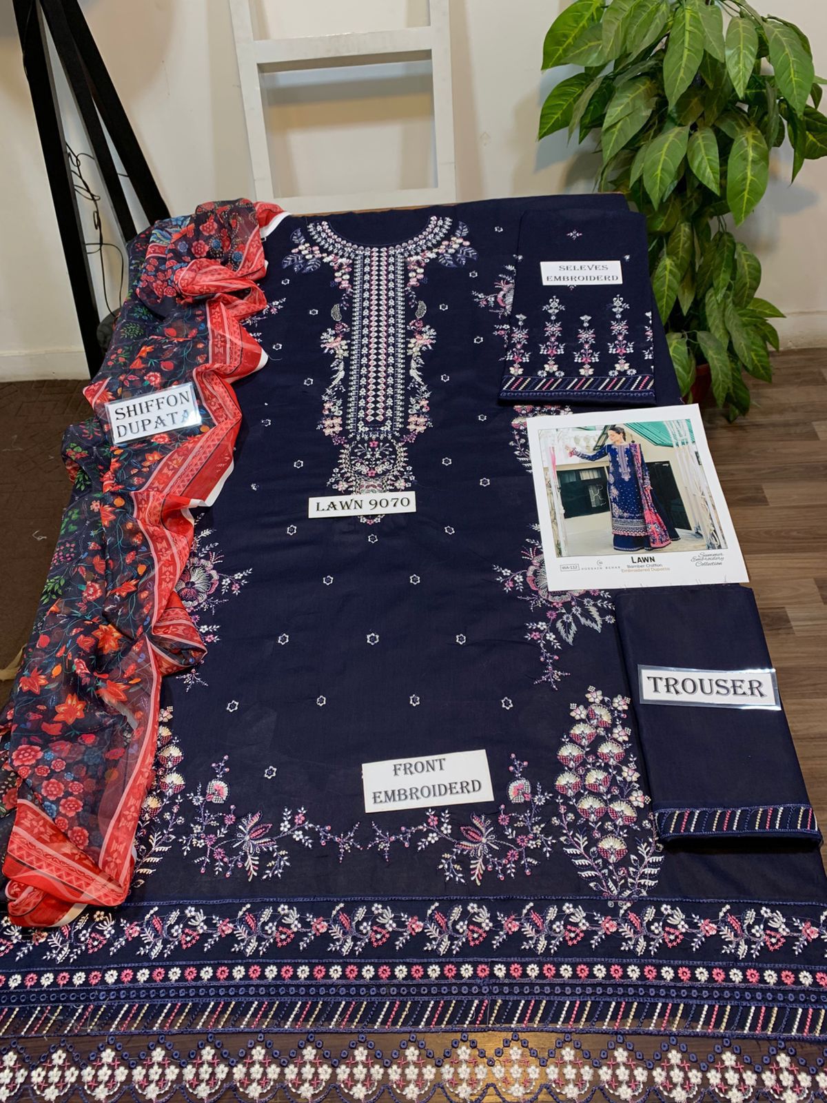 3pc fabric lawn suit