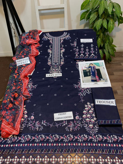 3pc fabric lawn suit