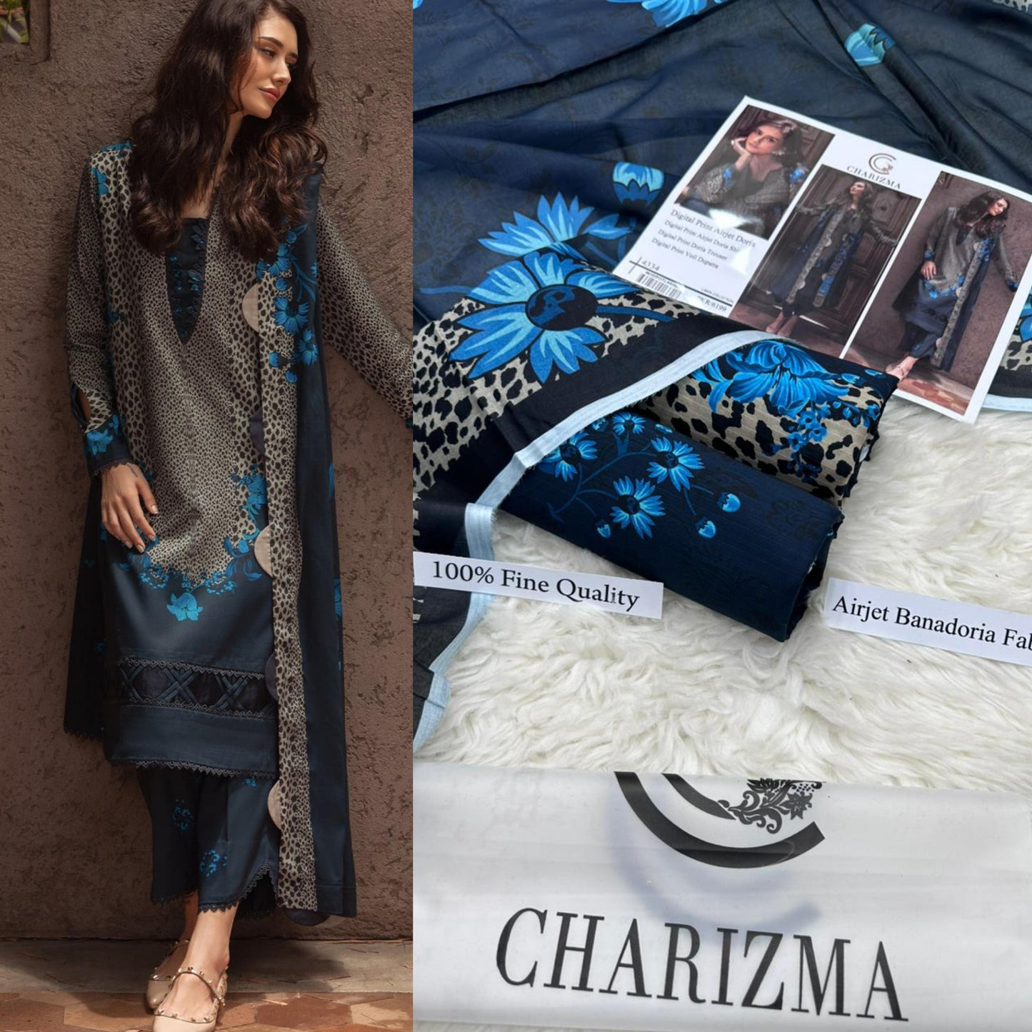3 PC Lawn digital fabric print all over volume