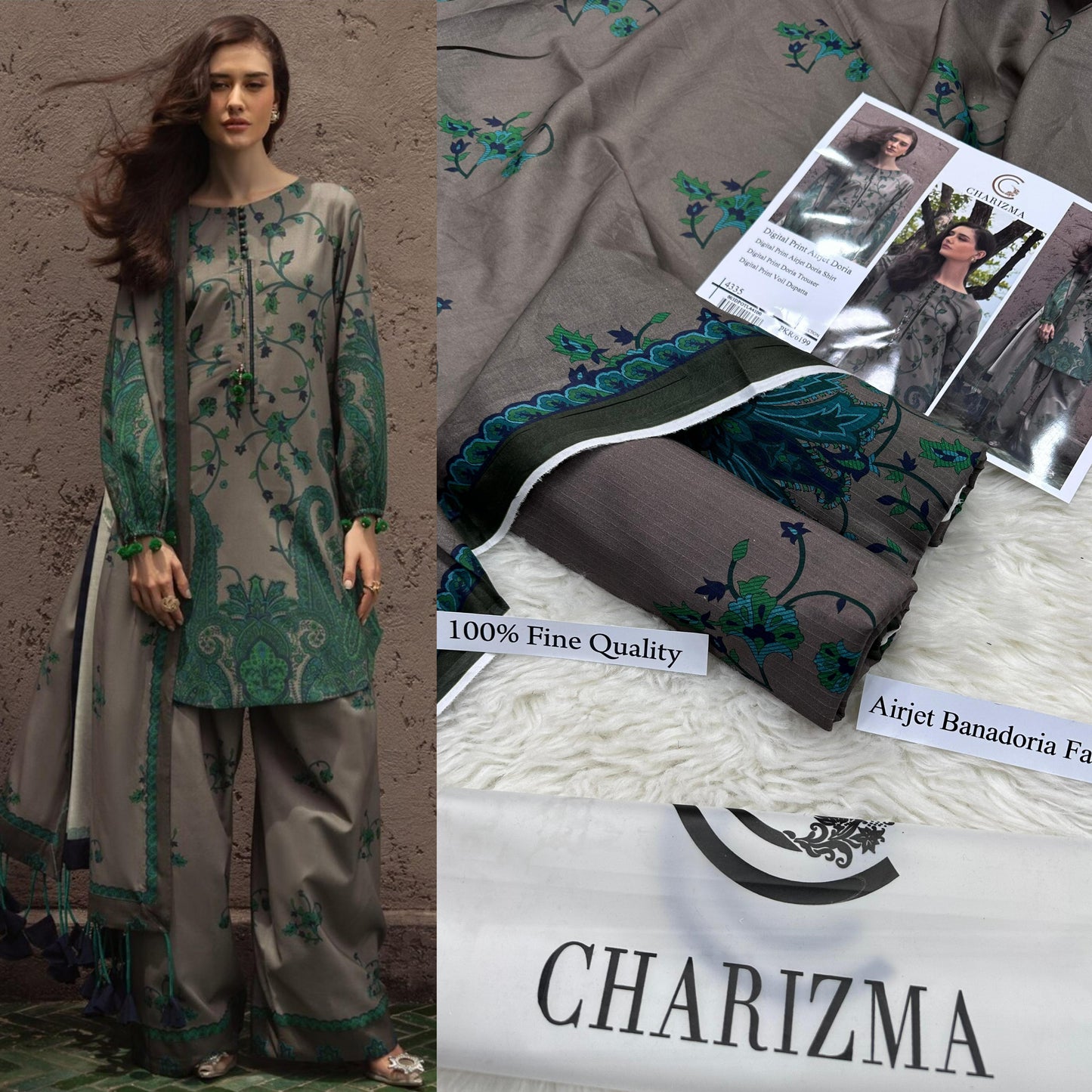 3 PC Lawn digital fabric print all over volume