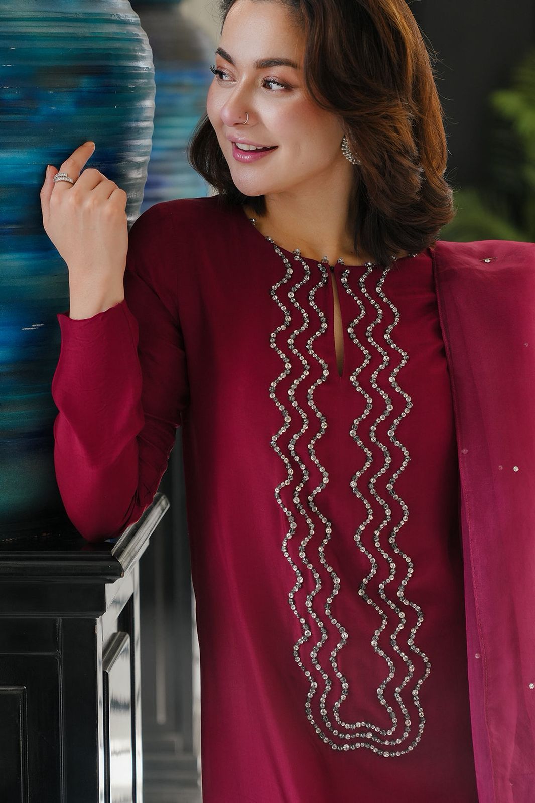 Fabric Silk Suit with Net Dupatta