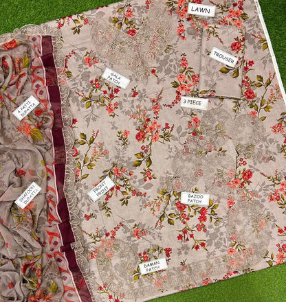 03PCS UNSTITCHED SUIT Lawn collection 2026