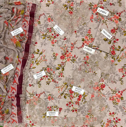 03PCS UNSTITCHED SUIT Lawn collection 2026