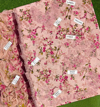 03PCS UNSTITCHED SUIT Lawn collection 2026