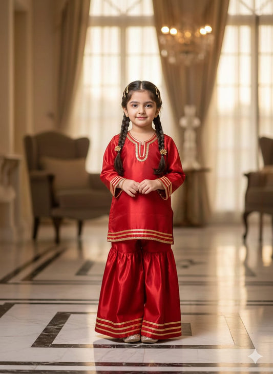 Kids Collection – Emboss Silk Gharara Set ✨