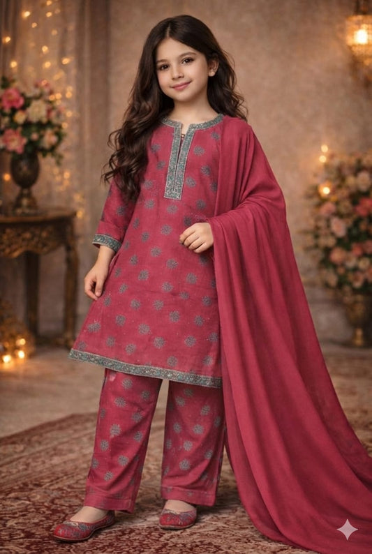 Kids Collection – Elegant 3 Pcs Lawn Suit 🌸