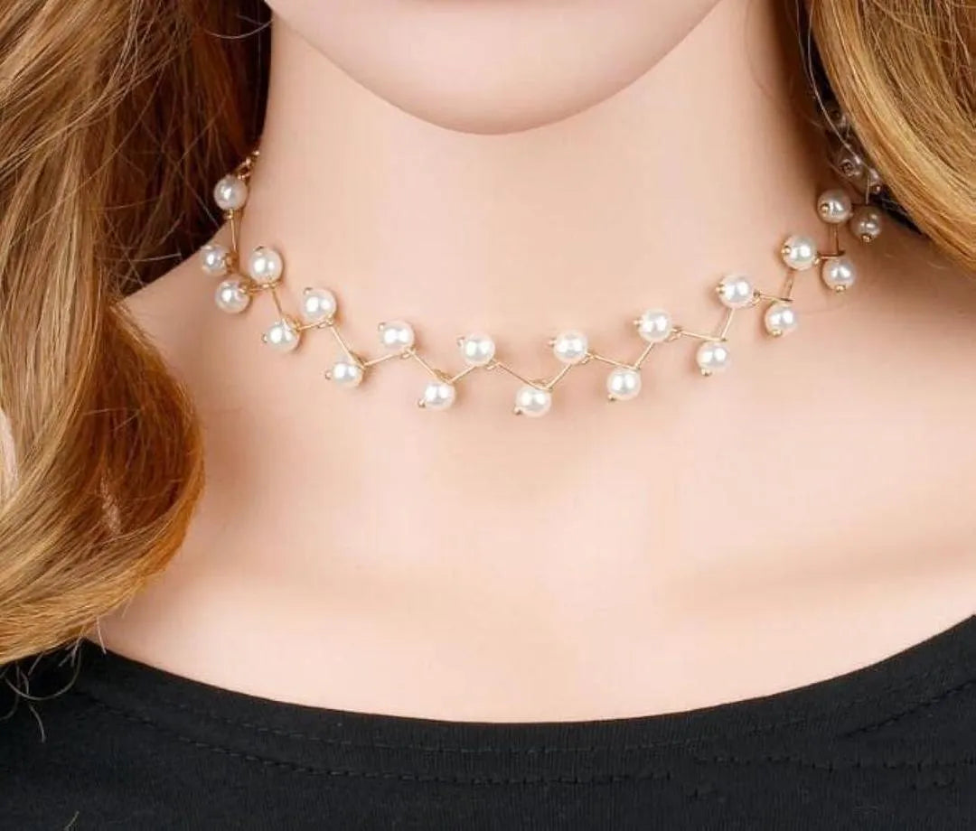 Beautiful pearl Choker Necklace With Earings