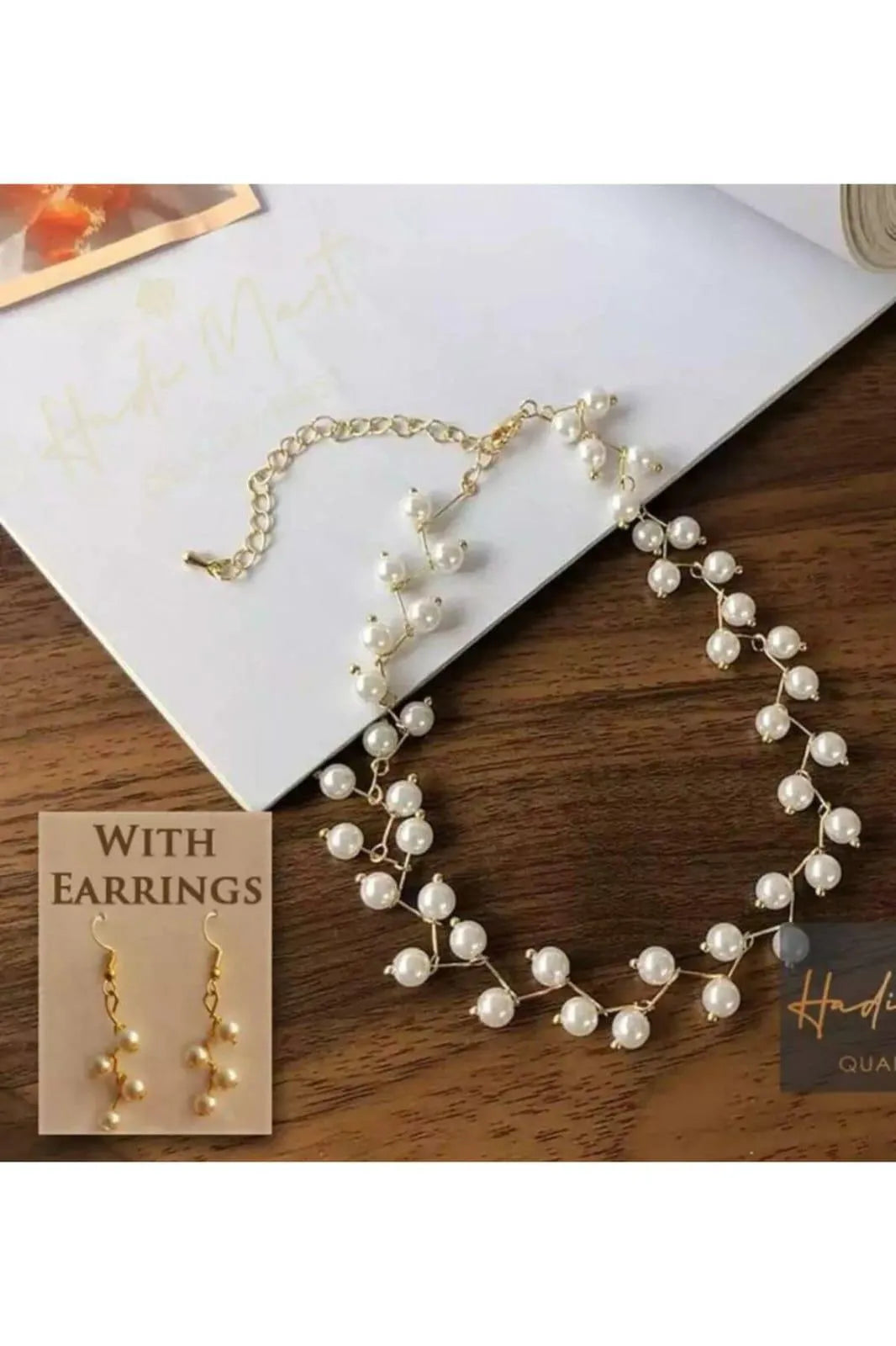 Beautiful pearl Choker Necklace With Earings