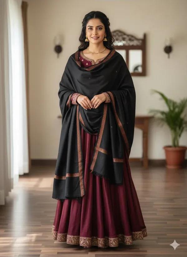 Women's Pashmina Wool Plain Shawl