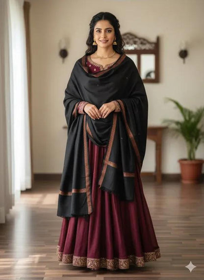 Women's Pashmina Wool Plain Shawl