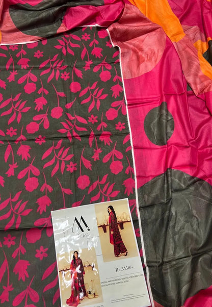 3 Pcs Women's Unstitched Printed Suit