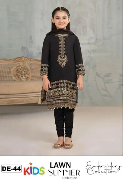 3 Pcs Girl's Lawn Embroidered Unstitched Suit