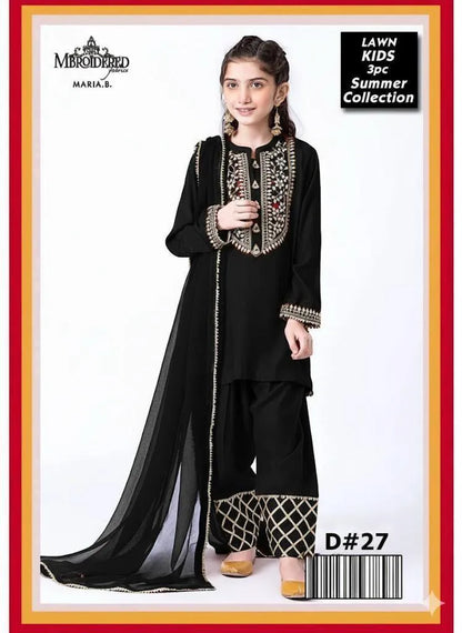 3 Pcs Girl's Lawn Embroidered Unstitched Suit